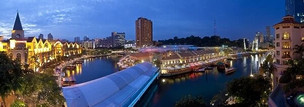 Singapore River, Clarke Quay, a new area of nightlife restaurants and bars, Singapore