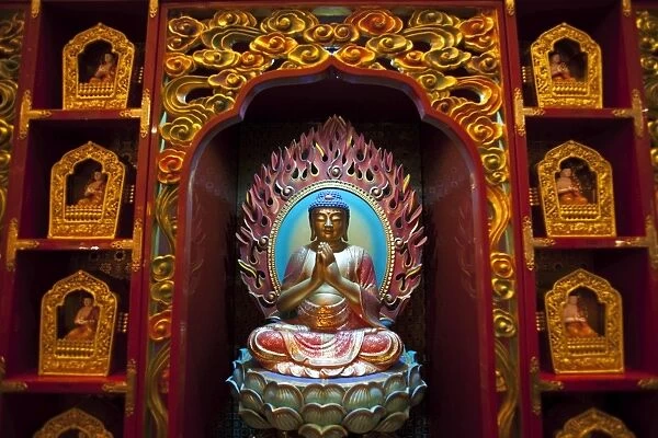 Singapore, Singapore, Chinatown. Buddha statue in the Buddha Tooth Relic Temple