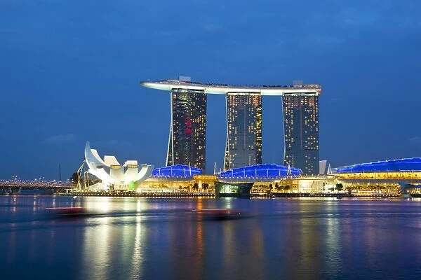 Singapore, Singapore, Marina Bay. The Marina Bay Sands Singapore. The hotel complex includes a casino, shopping mall and the