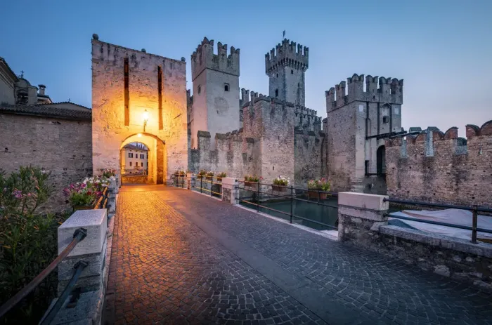 Framed Print : Sirmione historic village and castle, Brescia province, Lombardy, Italy Framed Print : Sirmione historic village and castle, Brescia province, Lombardy, Italy