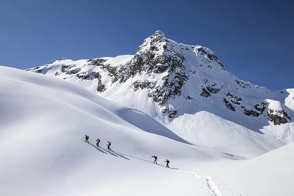Ski mountainering at Bondone valley, Orobie alps, Lombardy, Italy