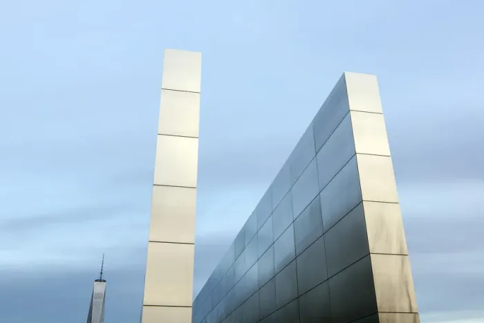 Framed Print : The Empty Sky Memorial to 9  /  11 victims in Liberty State Park, NJ with One World Trade