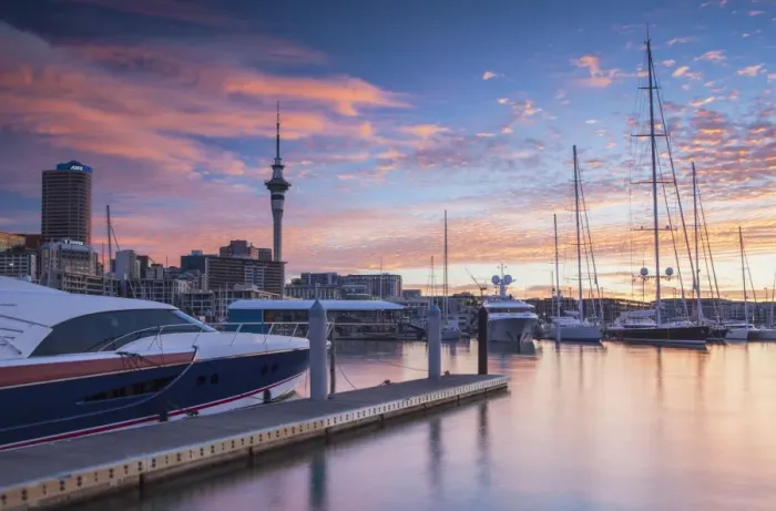 Framed Print : Sky Tower and Viaduct Harbour at sunset, Auckland, North Island, New Zealand Framed Print : Sky Tower and Viaduct Harbour at sunset, Auckland, North Island, New Zealand