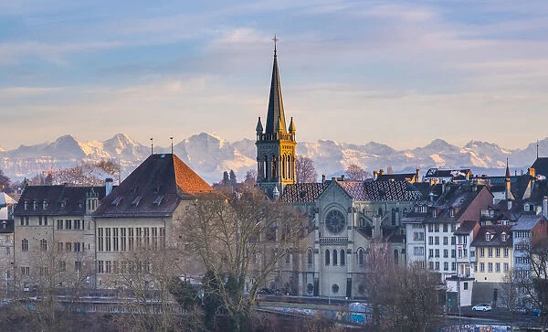 Skyline with Alps in the background, Bern (capital city), Berner Oberland, Switzerland