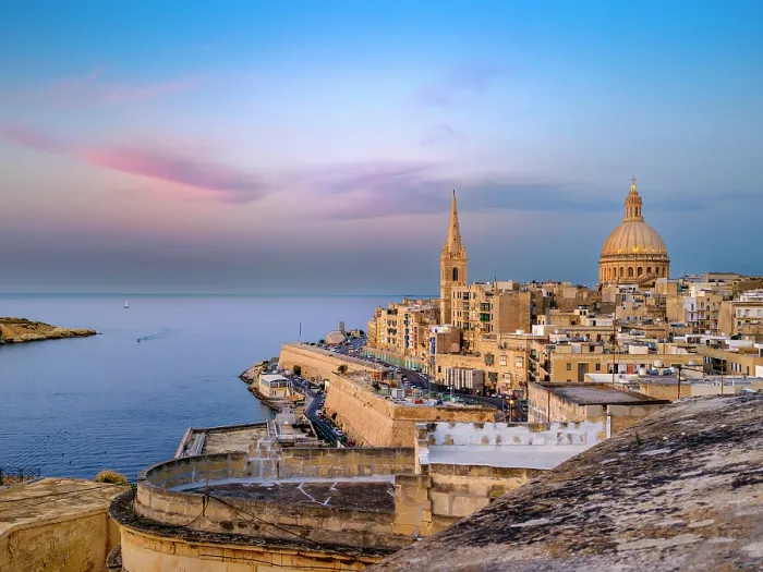 Framed Print : Skyline with Basilica of our Lady of Mount Carmel Dome and St.Pauls Anglican Cathedral Spire, Valletta, Malta Framed Print : Skyline with Basilica of our Lady of Mount Carmel Dome and St.Pauls Anglican Cathedral Spire, Valletta, Malta
