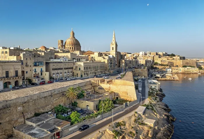 Framed Print : Skyline with Basilica of our Lady of Mount Carmel Dome and St.Pauls Anglican Cathedral Spire, Valletta, Malta Framed Print : Skyline with Basilica of our Lady of Mount Carmel Dome and St.Pauls Anglican Cathedral Spire, Valletta, Malta