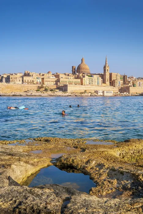 Framed Print : Skyline with Basilica of our Lady of Mount Carmel Dome and St.Pauls Anglican Cathedral Spire, Valletta, Malta Framed Print : Skyline with Basilica of our Lady of Mount Carmel Dome and St.Pauls Anglican Cathedral Spire, Valletta, Malta