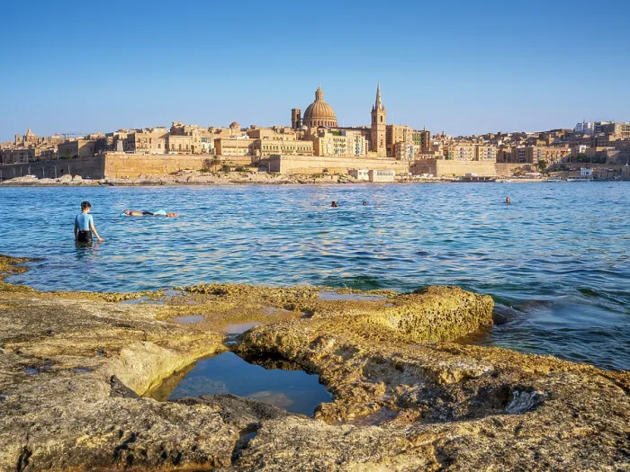 Framed Print : Skyline with Basilica of our Lady of Mount Carmel Dome and St.Pauls Anglican Cathedral Spire, Valletta, Malta Framed Print : Skyline with Basilica of our Lady of Mount Carmel Dome and St.Pauls Anglican Cathedral Spire, Valletta, Malta
