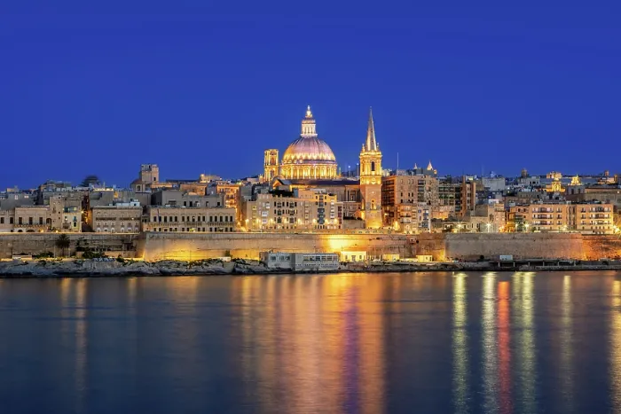 Framed Print : Skyline with Basilica of our Lady of Mount Carmel Dome and St.Pauls Anglican Cathedral Spire, Valletta, Malta Framed Print : Skyline with Basilica of our Lady of Mount Carmel Dome and St.Pauls Anglican Cathedral Spire, Valletta, Malta