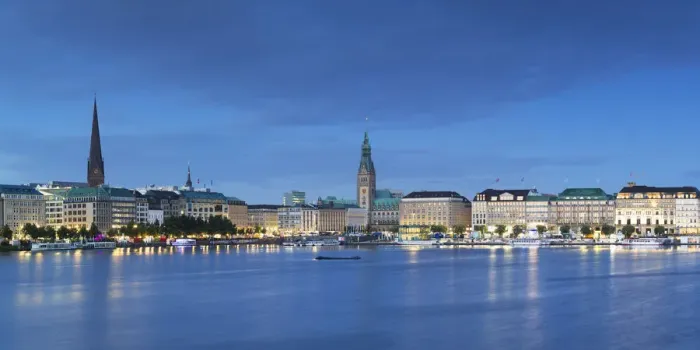 Framed Print : Skyline of Binnenalster Lake, Hamburg, Germany Framed Print : Skyline of Binnenalster Lake, Hamburg, Germany