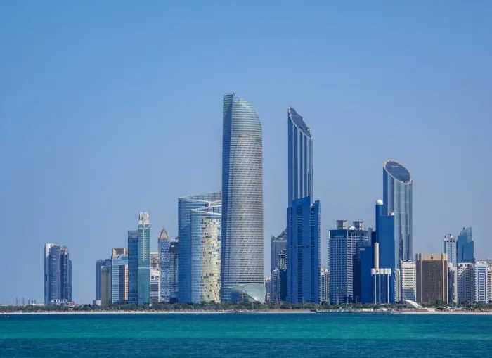 Framed Print : Skyline of the city center, Abu Dhabi, United Arab Emirates