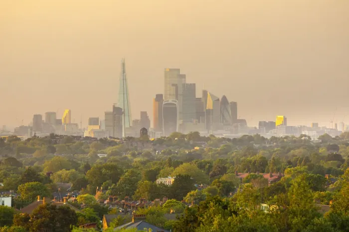 Framed Print : Skyline of City of London from Crystal Palace, London, England, UK Framed Print : Skyline of City of London from Crystal Palace, London, England, UK