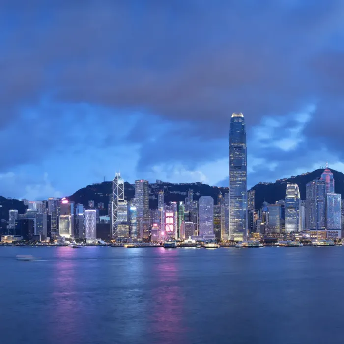 Framed Print : Skyline of Hong Kong Island at dusk, Hong Kong, China Framed Print : Skyline of Hong Kong Island at dusk, Hong Kong, China