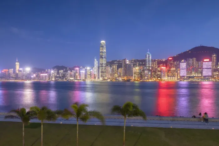 Framed Print : Skyline of Hong Kong Island at dusk from West Kowloon Art Park, Kowloon, Hong Kong Framed Print : Skyline of Hong Kong Island at dusk from West Kowloon Art Park, Kowloon, Hong Kong