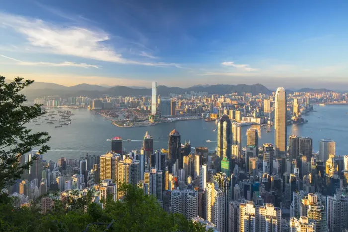 Framed Print : Skyline of Hong Kong Island and Kowloon from Victoria Peak, Hong Kong Island, Hong Kong Framed Print : Skyline of Hong Kong Island and Kowloon from Victoria Peak, Hong Kong Island, Hong Kong