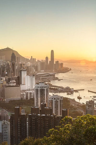 Skyline of Hong Kong Island at sunset, Hong Kong