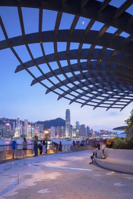 Framed Print : Skyline of Hong Kong Island and Tsim Sha Tsui promenade at sunset, Hong Kong Framed Print : Skyline of Hong Kong Island and Tsim Sha Tsui promenade at sunset, Hong Kong