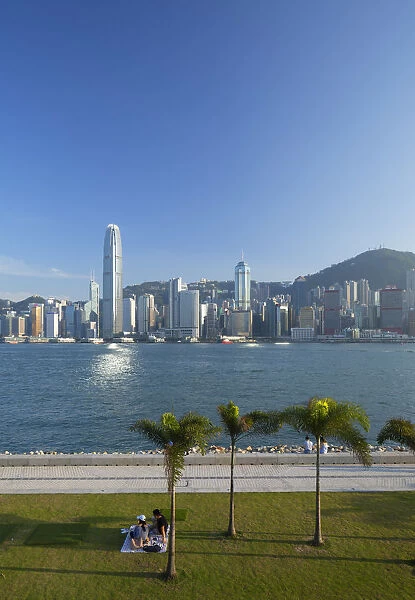 Skyline of Hong Kong Island from West Kowloon Art Park, Kowloon, Hong Kong