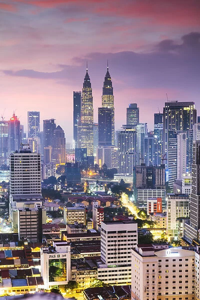 Skyline with KLCC and Petronas towers, Kuala Lumpur, Malaysia