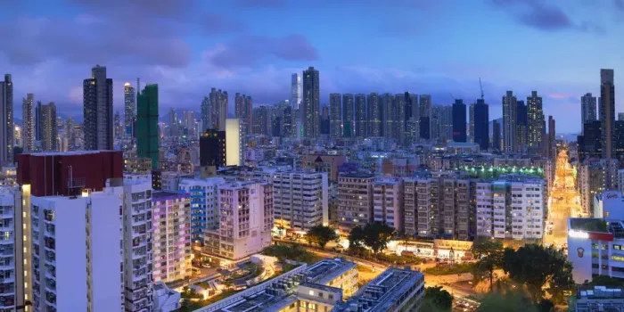 Framed Print : Skyline of Kowloon at dusk, Shek Kip Mei, Hong Kong Framed Print : Skyline of Kowloon at dusk, Shek Kip Mei, Hong Kong