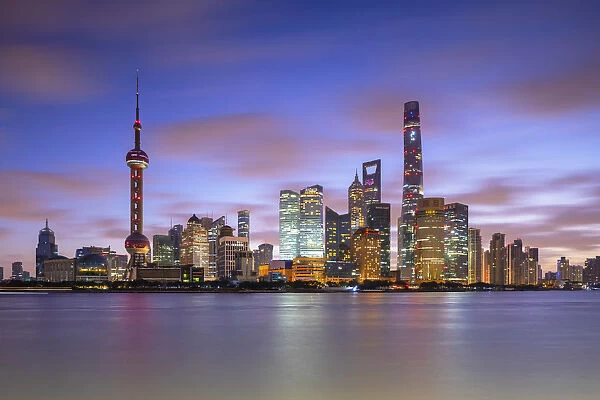 Skyline of Pudong at dawn, Shanghai, China