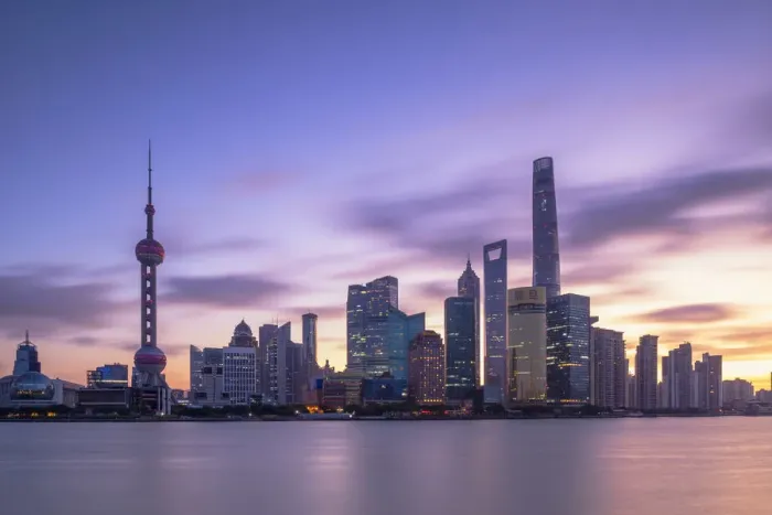 Framed Print : Skyline of Pudong at dawn, Shanghai, China Framed Print : Skyline of Pudong at dawn, Shanghai, China