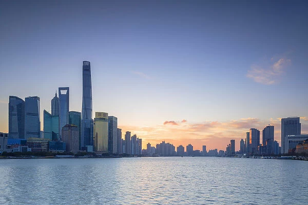 Skyline of Pudong at sunrise, Shanghai, China