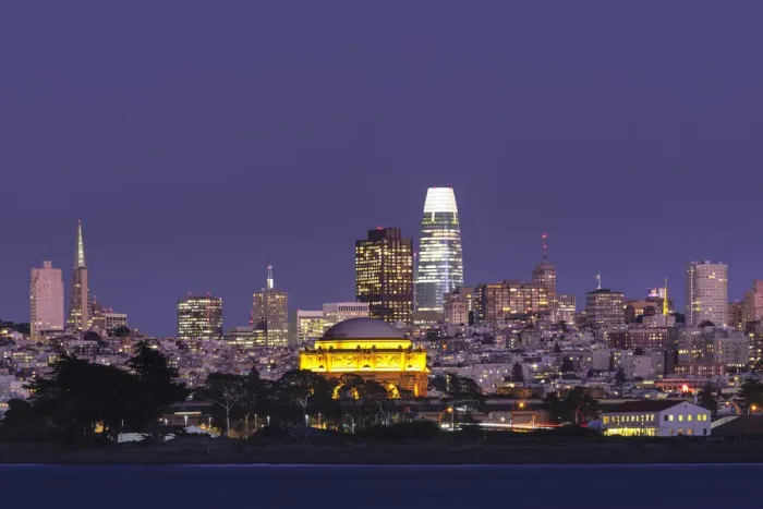 Framed Print : Skyline of San Francisco with Palace of Fine Arts, California, USA