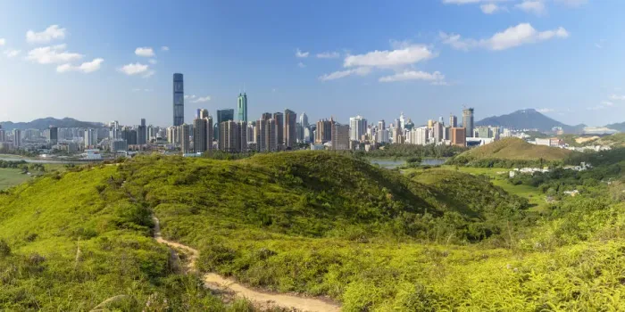 Framed Print : Skyline of Shenzhen from Sheung Shui, New Territories, Hong Kong Framed Print : Skyline of Shenzhen from Sheung Shui, New Territories, Hong Kong