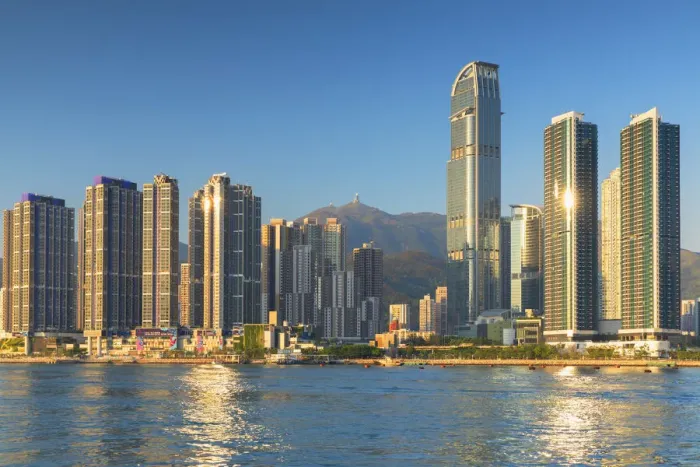 Framed Print : Skyline of Tsuen Wan with Nina Tower, Tsuen Wan, Hong Kong, China Framed Print : Skyline of Tsuen Wan with Nina Tower, Tsuen Wan, Hong Kong, China