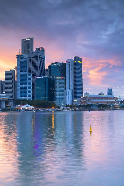 Skyscrapers of Central Business District at sunset, Marina Bay, Singapore