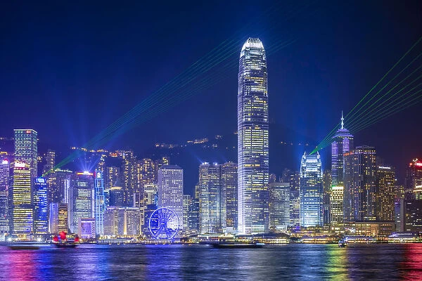 Skyscrapers on Hong Kong Island at night during A Symphony of Lights