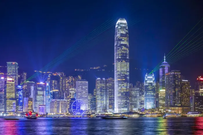 Framed Print : Skyscrapers on Hong Kong Island at night during A Symphony of Lights Framed Print : Skyscrapers on Hong Kong Island at night during A Symphony of Lights