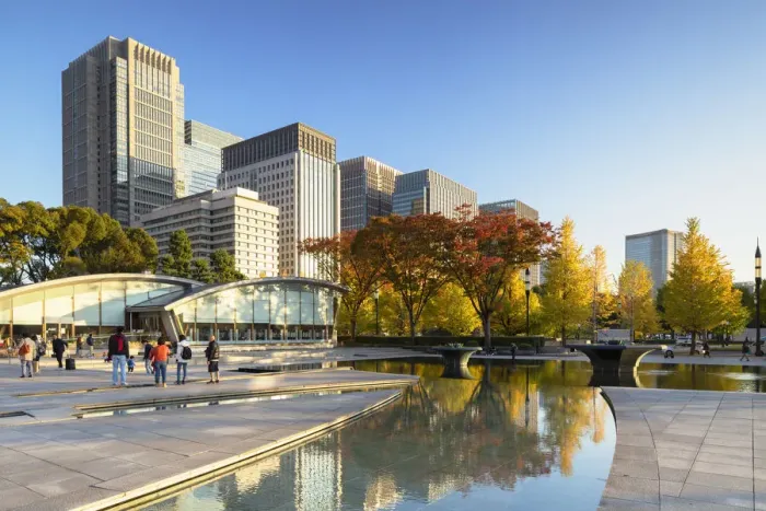 Framed Print : Skyscrapers of Marunouchi and Wadakura Fountain Park in the grounds of Imperial Palace Framed Print : Skyscrapers of Marunouchi and Wadakura Fountain Park in the grounds of Imperial Palace