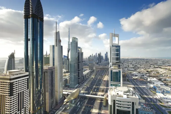 Framed Print : Skyscrapers along Sheikh Zayed Road looking towards the Burj Kalifa, Dubai, United Framed Print : Skyscrapers along Sheikh Zayed Road looking towards the Burj Kalifa, Dubai, United