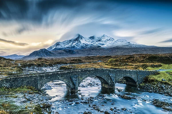 Sligachan Bridge and Cuillin Hills, Isle of Skye, Highland Region, Scotland