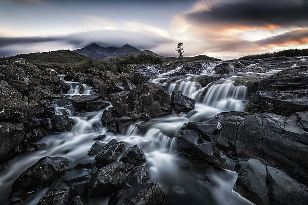 Sligachan waterfalls, island of Skye, Hebrides, Scotland, United Kingdom