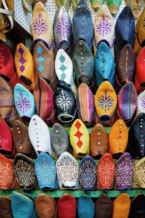 Framed Print : Slippers for sale in the souk of Marrakech, Morocco Framed Print : Slippers for sale in the souk of Marrakech, Morocco