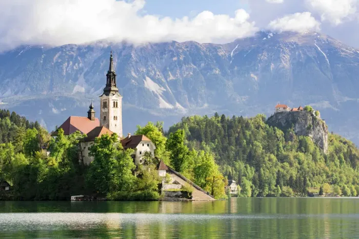 Framed Print : Slovenia, Bled, Lake Bled and Julian Alps Framed Print : Slovenia, Bled, Lake Bled and Julian Alps