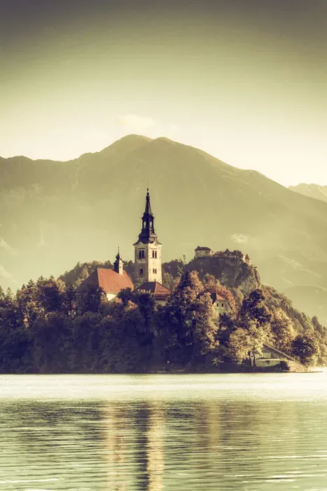 Framed Print : Slovenia, Bled, Lake Bled and Julian Alps Framed Print : Slovenia, Bled, Lake Bled and Julian Alps