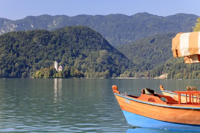 Framed Print : Slovenia, Bled, Lake Bled, Tourist boat Framed Print : Slovenia, Bled, Lake Bled, Tourist boat