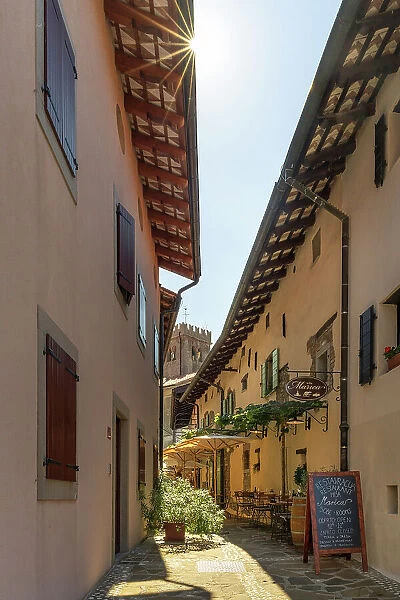 Slovenia, Brda. A street in the historic village of Smartno