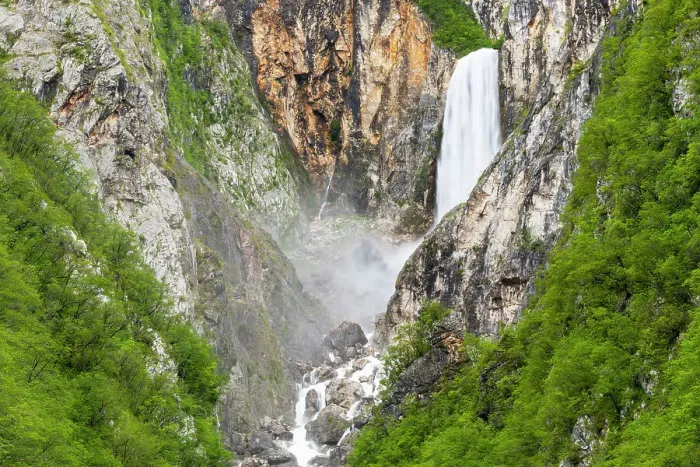 Framed Print : Slovenia, Goriska Region, Bovec. Slap Boka, seen here after heavy Spring rains, is considered by many to be the mightiest waterfall in Slovenia Framed Print : Slovenia, Goriska Region, Bovec. Slap Boka, seen here after heavy Spring rains, is considered by many to be the mightiest waterfall in Slovenia