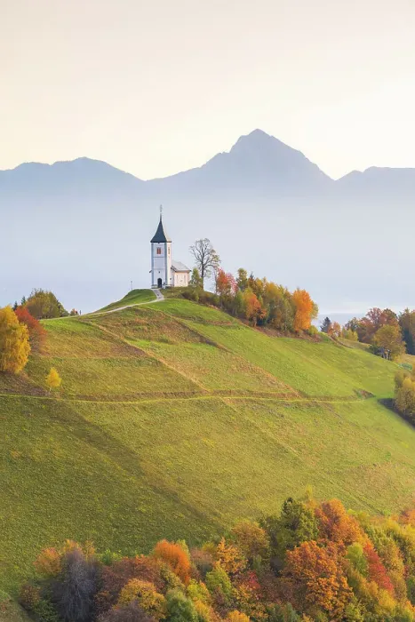 Framed Print : Slovenia, Jamnik, Church of St. Primoz with the Kamnik-Savinja Alps beyond, Gorenjska Framed Print : Slovenia, Jamnik, Church of St. Primoz with the Kamnik-Savinja Alps beyond, Gorenjska