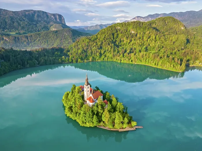 Framed Print : Slovenia, Lake Bled, Blejski Otok island, St. Mary's church Framed Print : Slovenia, Lake Bled, Blejski Otok island, St. Mary's church