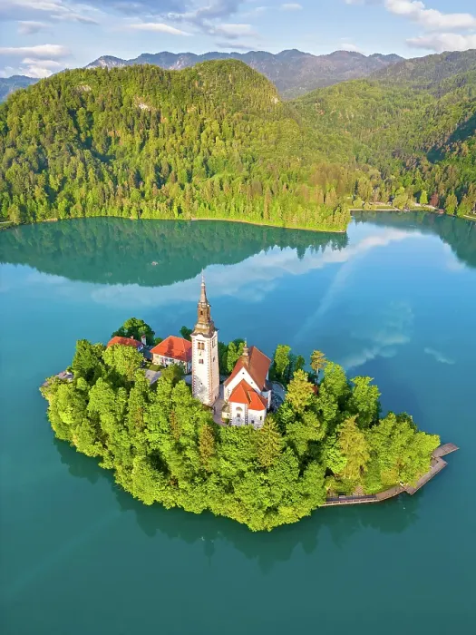 Framed Print : Slovenia, Lake Bled, Blejski Otok island, St. Mary's church Framed Print : Slovenia, Lake Bled, Blejski Otok island, St. Mary's church
