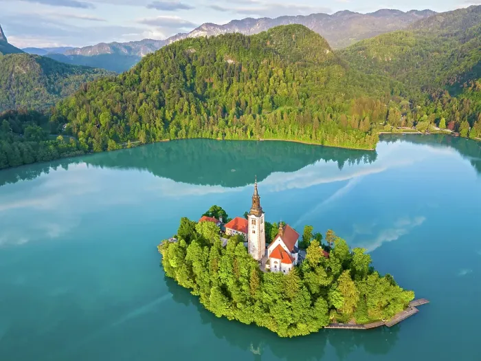 Framed Print : Slovenia, Lake Bled, Blejski Otok island, St. Mary's church Framed Print : Slovenia, Lake Bled, Blejski Otok island, St. Mary's church