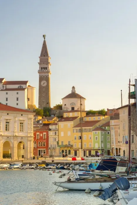 Framed Print : Slovenia, Primorska, Piran, Old Town Harbour, Church of St Framed Print : Slovenia, Primorska, Piran, Old Town Harbour, Church of St