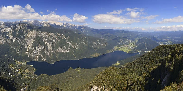 Slovenia, Triglav National Park, Lake Bohinj, aerial view