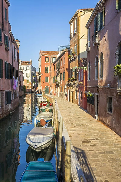 Small canal in Cannaregio area of Venice, Veneto, Italy